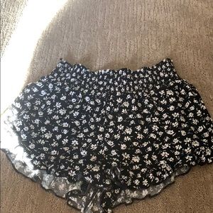 flower printed black flowy shorts